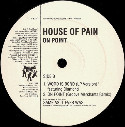 House Of Pain - On Point - Mint- 12" Single Record 1994 Tommy Boy USA Promo Vinyl - Hip Hop