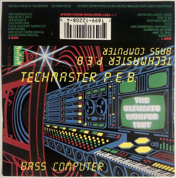 Techmaster P.E.B. – Bass Computer - VG+ Cassette 1991 Newtown Music USA Tape - Electronic / Bass Music / Techno / Electro - Shuga Records