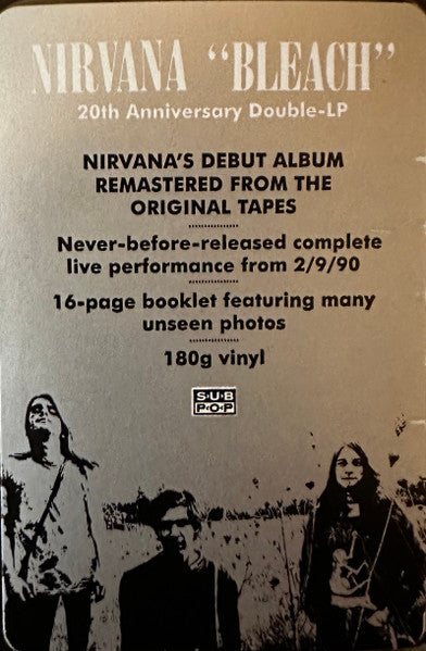 Nirvana - Bleach (1989) - New 2 LP Record 2024 Sub Pop USA 180 gram Vinyl & Book - Rock / Grunge - Shuga Records