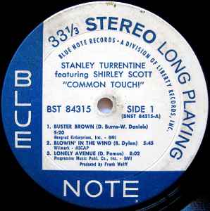 Stanley Turrentine Featuring Shirley Scott - Common Touch - VG LP Record 1968 Blue Note USA Vinyl - Jazz / Jazz-Funk / Soul-Jazz - Shuga Records