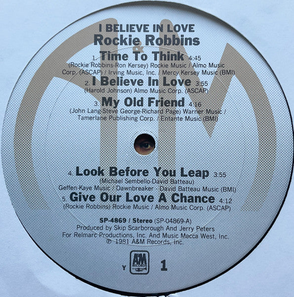 Rockie Robbins - I Believe In Love - VG+ LP Record 1981 A&M USA Vinyl - Soul / Funk - Shuga Records