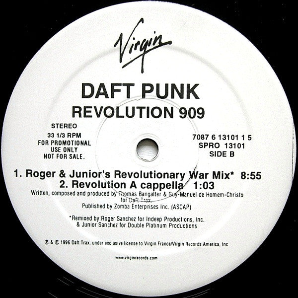 Daft Punk - Revolution 909 - VG+ 12" Single Record 1998 Virgin USA Promo Vinyl - House / Tech House - Shuga Records