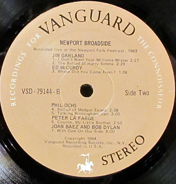 Various ‎(Bob Dylan/Phil Ochs/Joan Baez) – Newport Broadside - VG+ LP Record 1968 Vanguard USA Stereo Original Vinyl - Folk / Gospel / Country Blues - Shuga Records