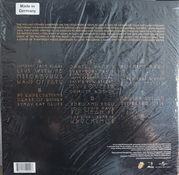 The Rolling Stones - Live At The Wiltern Los Angeles 2002 - New 3 LP Record 2025 Vinyl - Rock & Roll / Blues Rock - Shuga Records