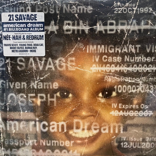 21 Savage - American Dream - New 2 LP Record 2024 Epic Slaughter Gang USA Black Vinyl - Hip Hop / Trap / Pop Rap - Shuga Records