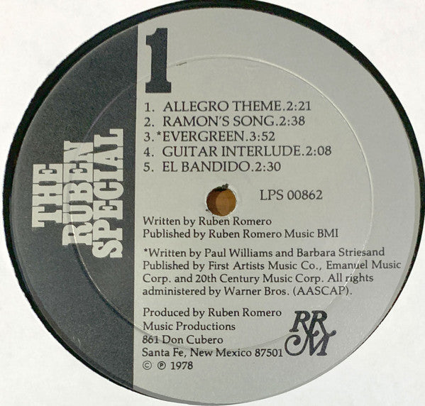 Ruben Romero - The Ruben Special - New LP Record 1978 Private Press USA Vinyl - Psychedelic Rock / Jazz-Rock / Latin Jazz - Shuga Records