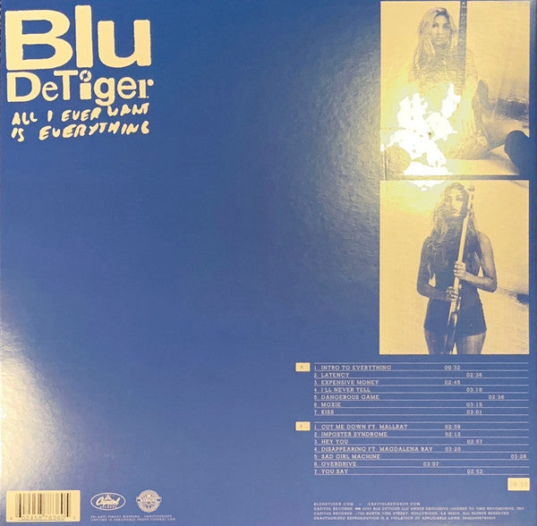 Signed Autographed from 05/01/2024 In Store - Blu Detiger – All I Ever Want Is Everything - New LP Record 2024 Capitol Blue & White Marbled Vinyl & Insert - Alt-Pop