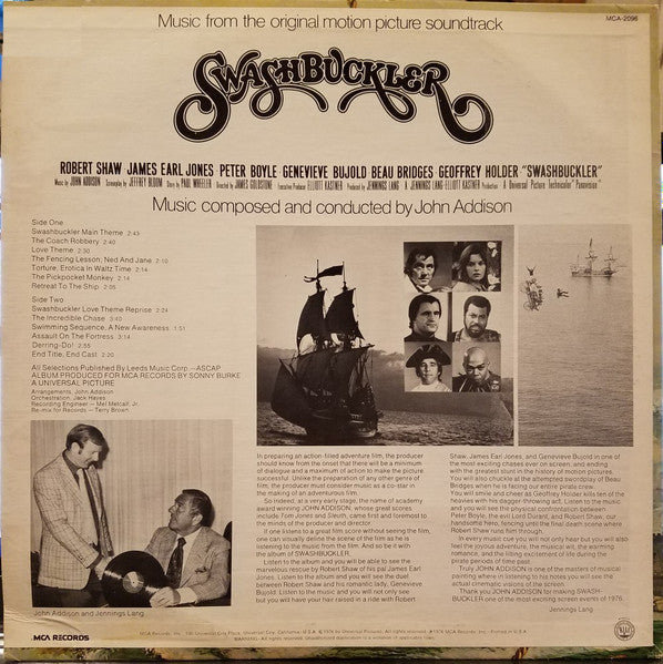 John Addison - Swashbuckler (Music From The Motion Picture) - New LP Record 1976 MCA USA Original Vinyl - Soundtrack - Shuga Records