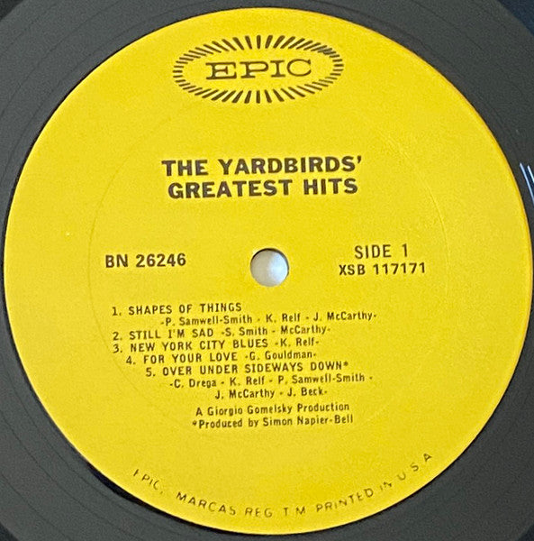 The Yardbirds - The Yardbirds' Greatest Hits - VG LP Record 1967 Epic USA Original Vinyl - Garage Rock / Psychedelic Rock / Mod / Blues Rock - Shuga Records