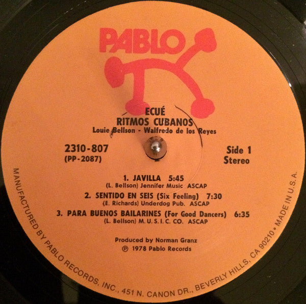 Walfredo De Los Reyes / Louie Bellson - Ecué (Ritmos Cubanos) - Mint- LP Record 1978 Pablo USA Original Vinyl - Jazz / Afro-Cuban Jazz / Latin Jazz / Salsa - Shuga Records