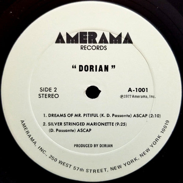 Dorian Passante - Dorian - Mint- (VG cover) LP Record 1977 Amerama USA Promo Vinyl - Rock / Glam Rock - Shuga Records
