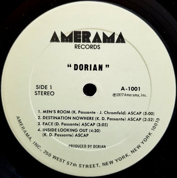 Dorian Passante - Dorian - Mint- (VG cover) LP Record 1977 Amerama USA Promo Vinyl - Rock / Glam Rock - Shuga Records