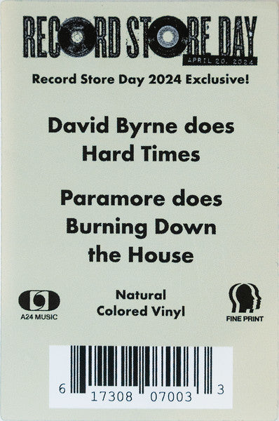 David Byrne & Paramore - Hard Times / Burning Down The House - New 12" Single Record Store Day 2024 A24 Fine Print RSD Natural Vinyl - Alternative Rock - Shuga Records