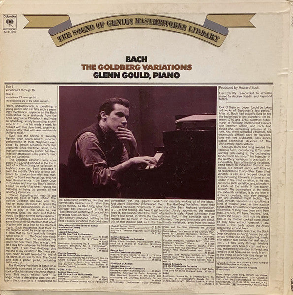 Glenn Gould - Bach - The Goldberg Variations (1956) - VG+ LP Record 1973 Columbia USA Stere Vinyl - Classical - Shuga Records