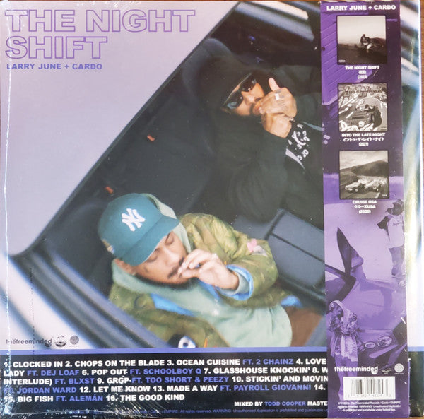 Larry June + Cardo - The Night Shift - New 2 LP Record 2024 Empire The Freeminded USA Cotton Candy Skies Vinyl, OBI & Poster - Hardcore Hip-Hop - Shuga Records