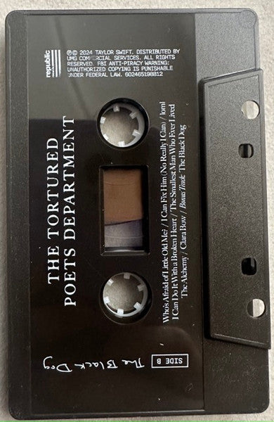 Taylor Swift - The Tortured Poets Department - Mint- Cassette 2024 Republic Tape The Black Dog Version - Pop / Synth-pop - Shuga Records