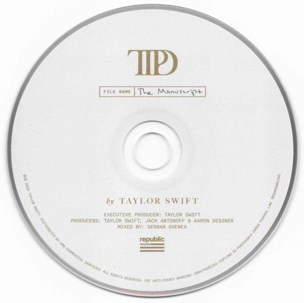Signed Autographed - Taylor Swift - The Tortured Poets Department - New Mint CD 2024 Republic USA The Manuscript Signed Insert - Pop - Shuga Records