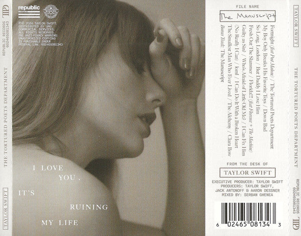 Signed Autographed - Taylor Swift - The Tortured Poets Department - New Mint CD 2024 Republic USA The Manuscript Signed Insert - Pop - Shuga Records