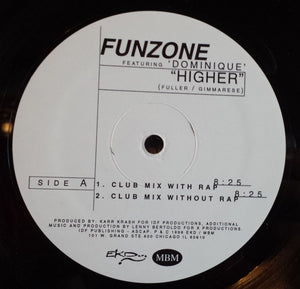Funzone Featuring Dominique – Higher - New 12" Single Record 1996 EKD/MGM USA Vinyl - Chicago Tech House / Hip Hop - Shuga Records