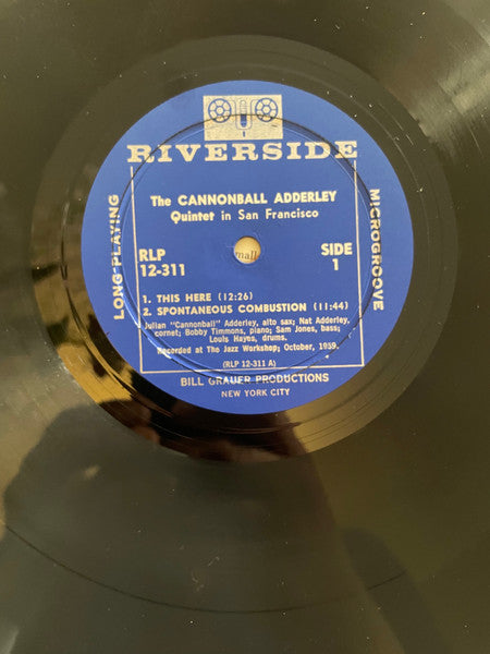 The Cannonball Adderley Quintet featuring Nat Adderley - The Cannonball Adderley Quintet In San Francisco - VG (VG- Cover) LP Record 1959 Riverside USA Mono Original Vinyl - Jazz / Hard Bop - Shuga Records