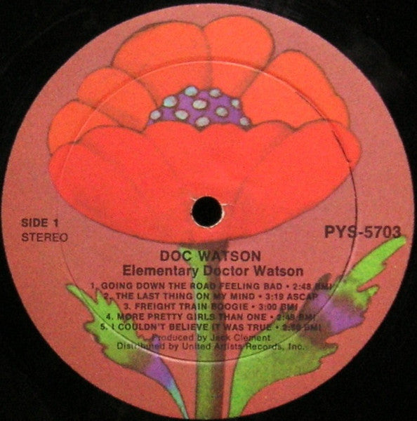 Doc Watson - Elementary Doctor Watson - VG+ LP Record 1972 Poppy USA RL Bob Ludwig Mastered - Bluegrass / Country Blues / Folk - Shuga Records