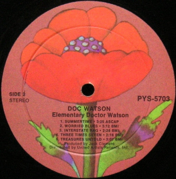 Doc Watson - Elementary Doctor Watson - VG+ LP Record 1972 Poppy USA RL Bob Ludwig Mastered - Bluegrass / Country Blues / Folk - Shuga Records