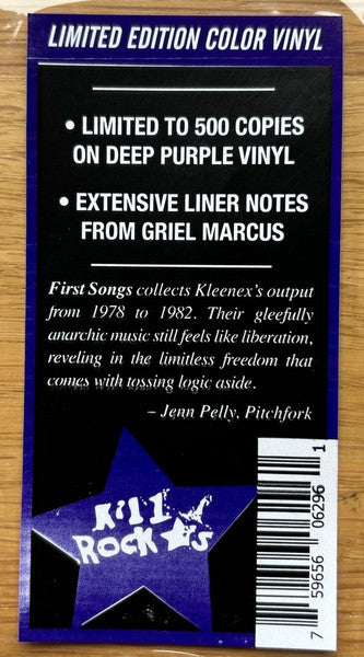 Kleenex / Liliput - First Songs - New LP Record 2024 Kill Rock Stars Deep Purple Vinyl - Art Rock / Post-Punk / Punk - Shuga Records