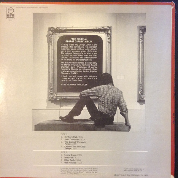 George Carlin With Jack Burns – "The Original George Carlin" - VG+ LP Record 1972 ERA USA Vinyl - Comedy - Shuga Records