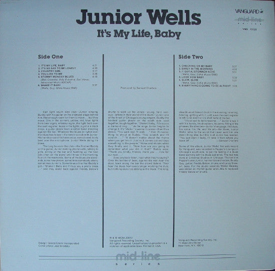 Junior Wells - It's My Life, Baby (1966) - Mint- LP Record 1985 Vanguard USA Vinyl - Chicago Blues - Shuga Records