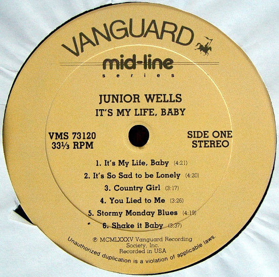 Junior Wells - It's My Life, Baby (1966) - Mint- LP Record 1985 Vanguard USA Vinyl - Chicago Blues - Shuga Records