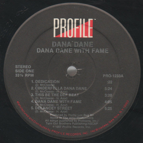 Dana Dane - Dana Dane With Fame - VG LP Record 1987 Profile USA Original Vinyl - Hip Hop - Shuga Records