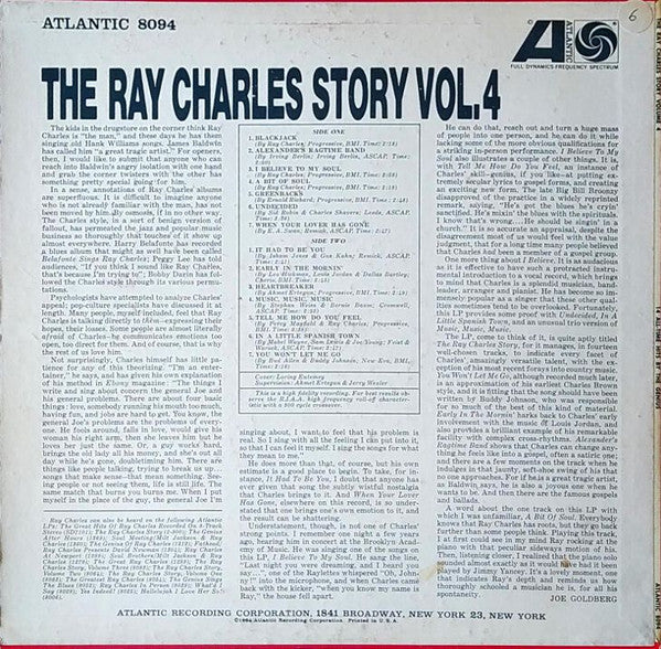 Ray Charles - The Ray Charles Story (Volume 4) - Mint- LP Record 1962 Atlantic USA Mono RARE Vinyl - Soul / Rhythm & Blues - Shuga Records