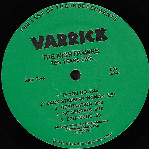 The Nighthawks - Ten Years Live (1982) - VG+ LP Record 1983 Varrick USA Vinyl - Chicago Blues - Shuga Records