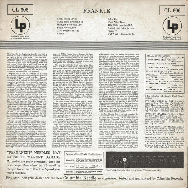 Frank Sinatra – Frankie - VG+ LP Record 1955 Columbia USA Mono Original Vinyl - Jazz / Swing / Pop / Big Band - Shuga Records