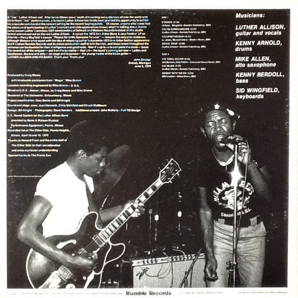Luther Allison - Gonna Be A Live One In Here Tonight! - VG+ LP Record 1979 Rumble USA Original Vinyl - Chicago Blues / Electric Blues - Shuga Records
