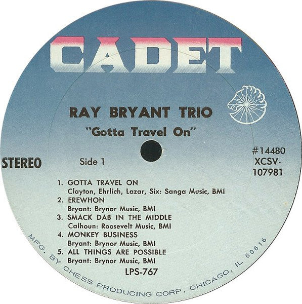 Ray Bryant Trio - Gotta Travel On - VG+ LP Record 1966 Cadet USA Original Vinyl - Jazz / Soul-Jazz - Shuga Records