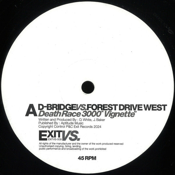 D-Bridge vs. Forest Drive West - EXITVS009 - New 12" Single Record 2024 Exit UK Vinyl - Techno / Bass Music / Experimental - Shuga Records