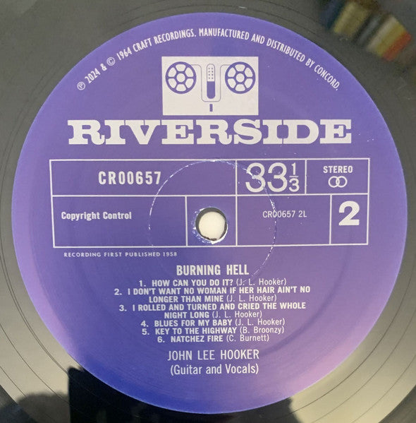 John Lee Hooker - Burning Hell (1964) - New LP Record 2024 Craft Riverside 180 gram Vinyl - Blues - Shuga Records