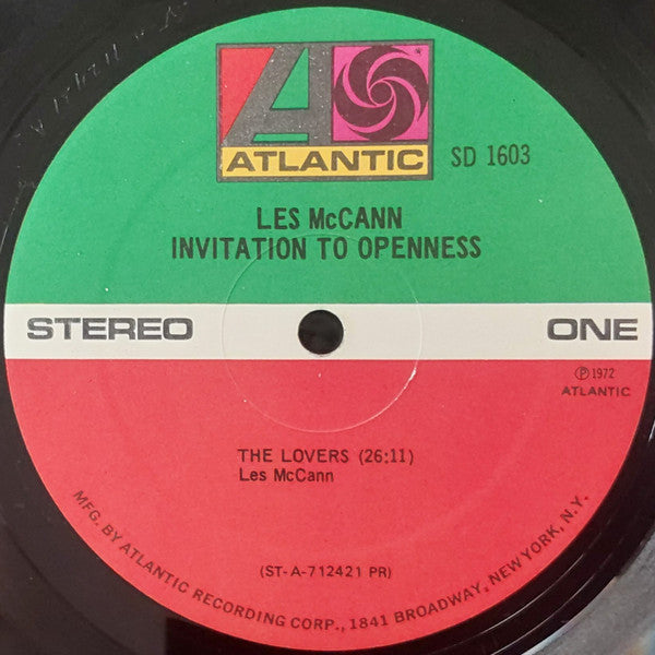 Les McCann - Invitation To Openness - VG+ LP Record 1972 Atlantic USA Original Vinyl - Jazz-Funk / Soul-Jazz - Shuga Records