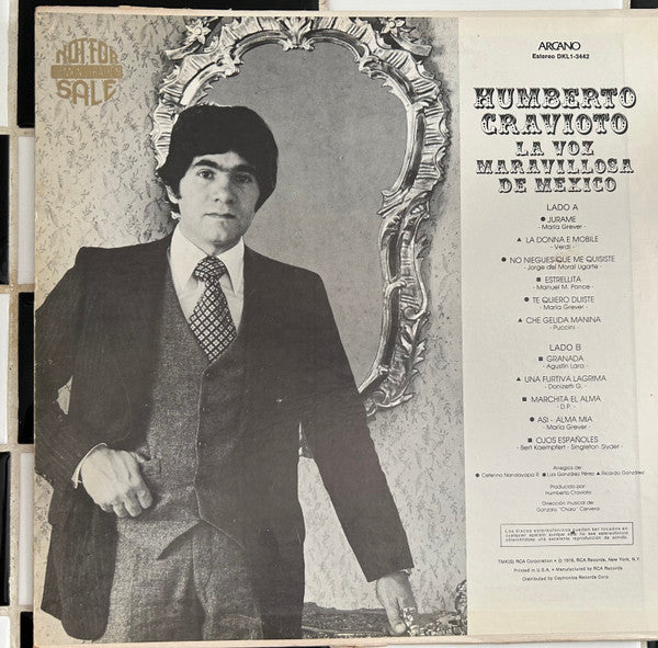 Humberto Cravioto - La Voz Maravillosa De Mexico - VG+ LP Record 1978 Arcano USA Vinyl - Latin / Bolero - Shuga Records
