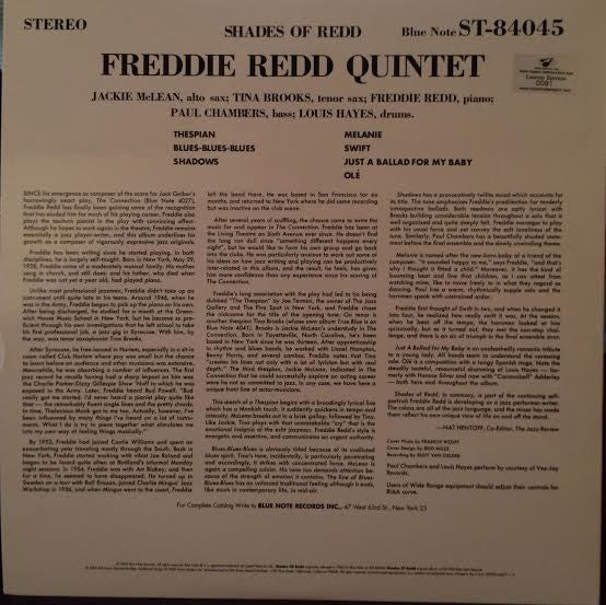 Freddie Redd Quintet – Shades Of Redd (1961) - New 2 LP Record 2009 Blue Note Music Matters 180 gram Vinyl & Numbered 0044 RARE REVIEW COPY PROMO - Jazz / Hard Bop