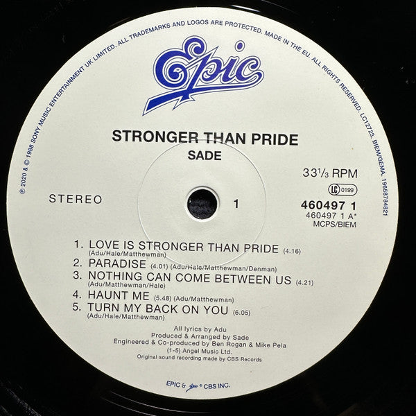 Sade - Stronger Than Pride (1988) - Mint- LP Record 2024 Epic Sony 180 gram Vinyl - Soul / Funk / Soul-Jazz - Shuga Records