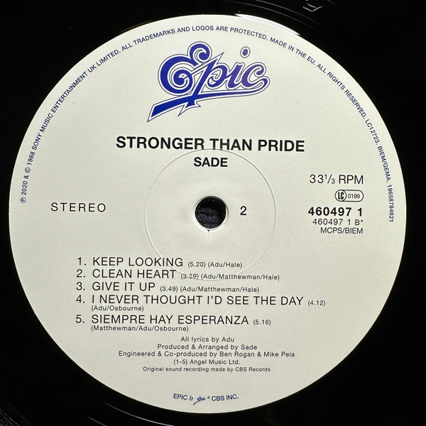 Sade - Stronger Than Pride (1988) - Mint- LP Record 2024 Epic Sony 180 gram Vinyl - Soul / Funk / Soul-Jazz - Shuga Records