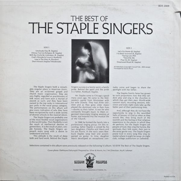 The Staple Singers - The Best Of The Staple Singers - VG+ LP Record 1969 Buddah USA Original Vinyl - Soul / Gospel - Shuga Records