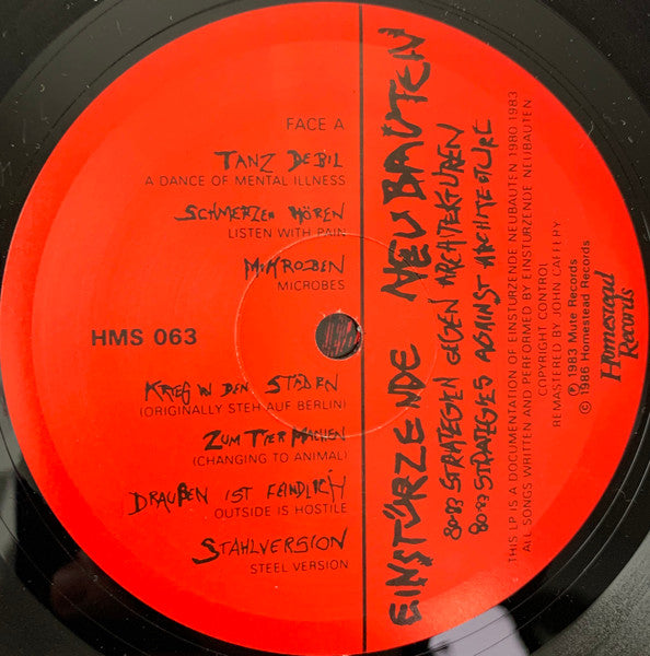 Einstürzende Neubauten - 80=83 Strategies Against Architecture - VG+ LP Record 1986 Homestead USA Original Vinyl - Electronic / Industrial / Experimental - Shuga Records