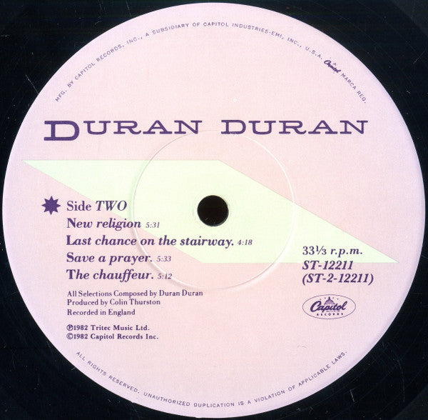 Duran Duran - Rio - VG+ (VG Cover) LP Record 1982 Capitol USA 3rd Edition Vinyl - New Wave / Pop Rock / Synth-pop - Shuga Records