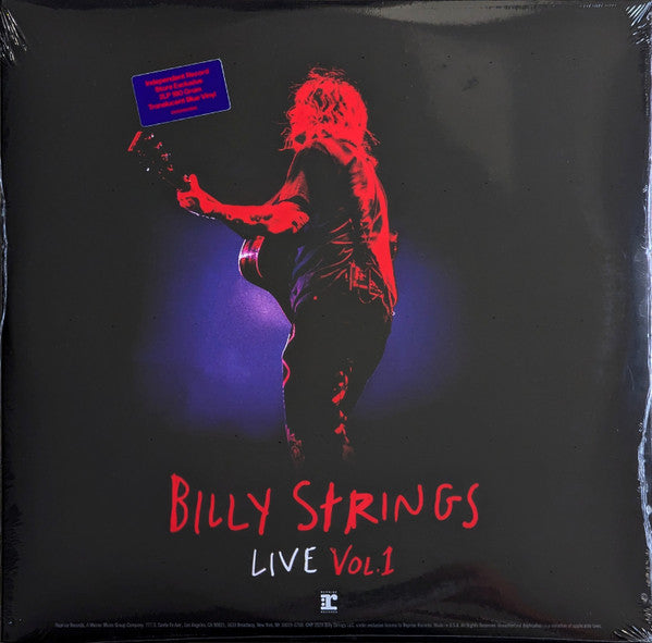 Billy Strings - Live Vol. 1 - New 2 LP Record 2024 Reprise Blue Transparent 180 gram Vinyl - Country / Bluegrass - Shuga Records
