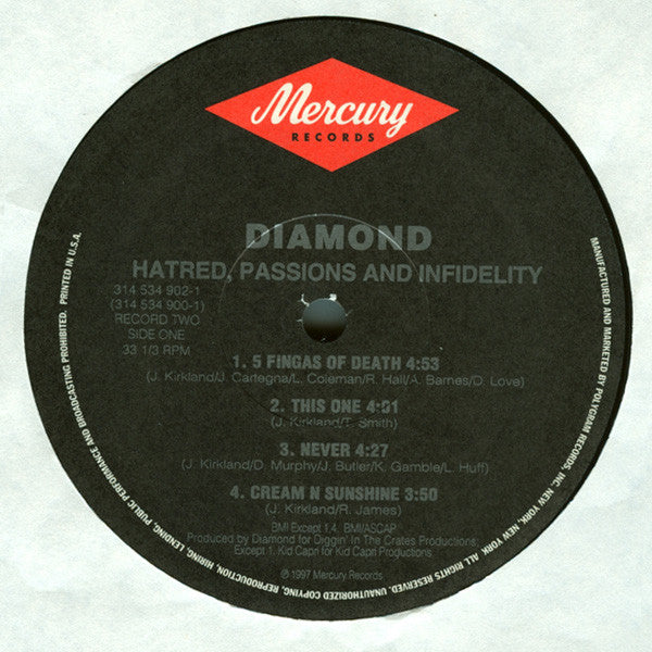Diamond - Hatred, Passions And Infidelity - Mint- 2 LP Record 1997 Mercury USA Original RARE Promo Vinyl - Hip Hop - Shuga Records