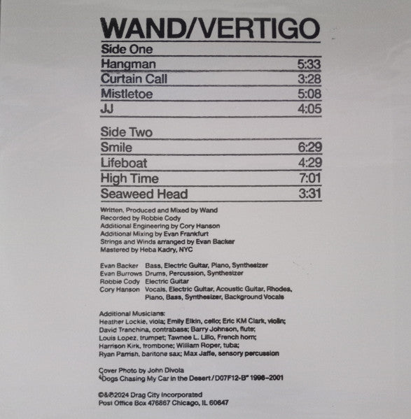 Wand - Vertigo Wand - New LP Record 2024 Drag City Vinyl - Psychedelic Rock - Shuga Records