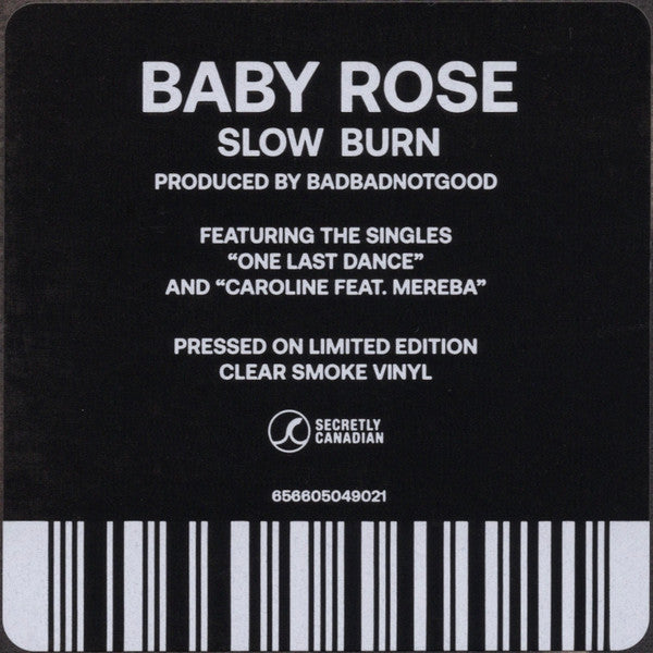 Baby Rose - Slow Burn - New LP Record 2024 Secretly Canadian Secretly Society Club Clear Smoke Vinyl - Neo Soul / R&B / Psychedelic - Shuga Records